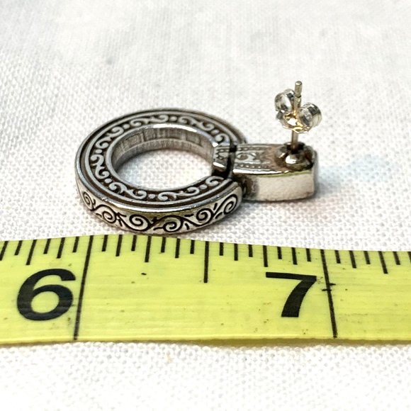 Sterling Sliver Door Knocker Earrings with Scroll Design 1.25" by 1" Post Backs - Picture 7 of 9